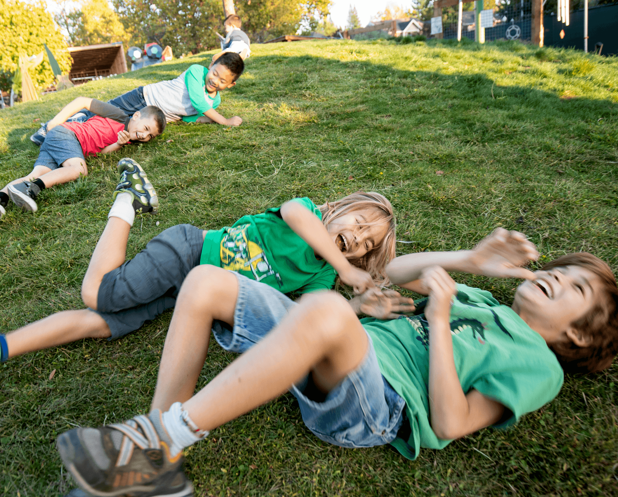 Niños en el césped