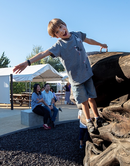 children playing on megaflora exhibit