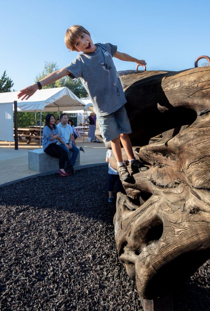 children playing on megaflora exhibit