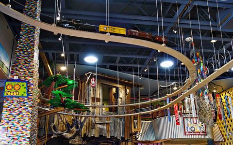 children marvel at the science and imagination railroad train set