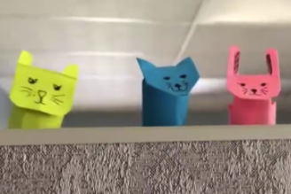 marionetas de papel de gato, perro y conejo