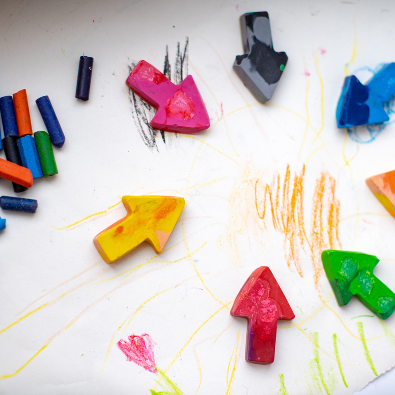crayon arrows pointing at scribbles