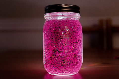 jar filled with glitter and water