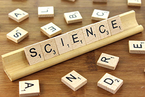 the word science spelt out in scrabble letters