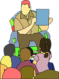 clipart of adult reading a story to children