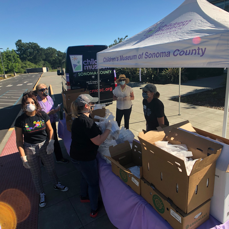 volunteers working to hand out meals