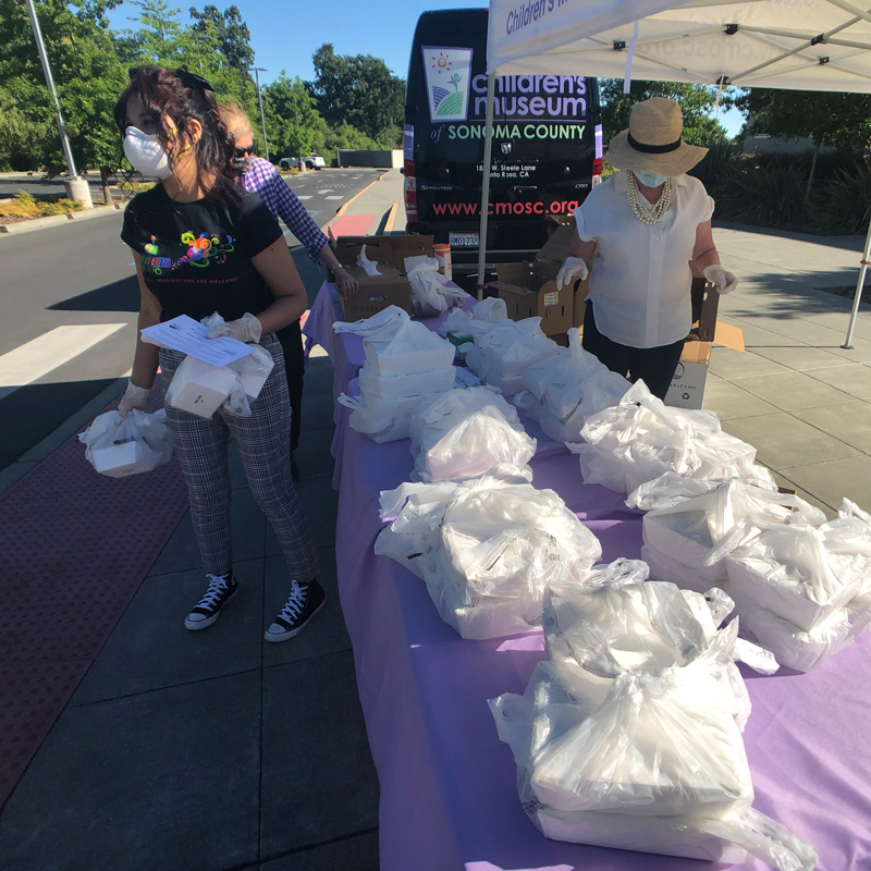 community engagement by handing out meals