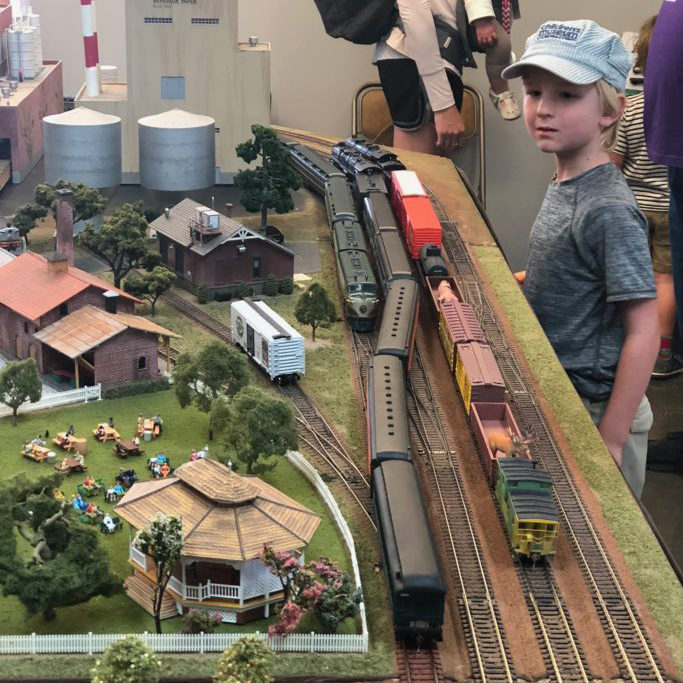 model train set and landscape