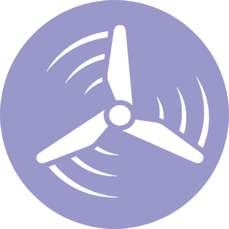 white kinetic energy icon on purple background