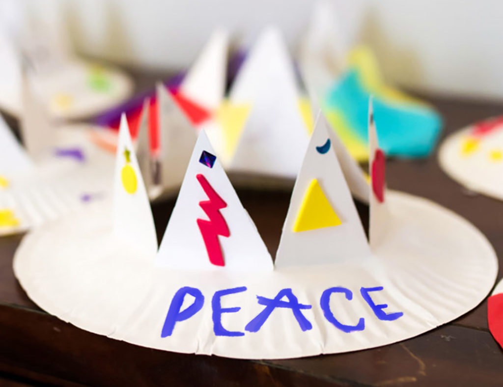 Paper plate crowns made by kids at Children's Museum of Sonoma County