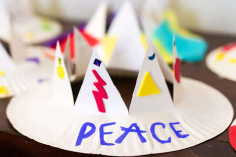 Paper plate crowns made by kids at Children's Museum of Sonoma County