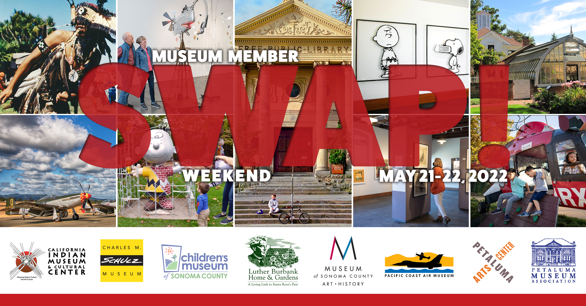 Gráfico del Museum Swap Weekend 2022 con los logotipos de todos los museos participantes