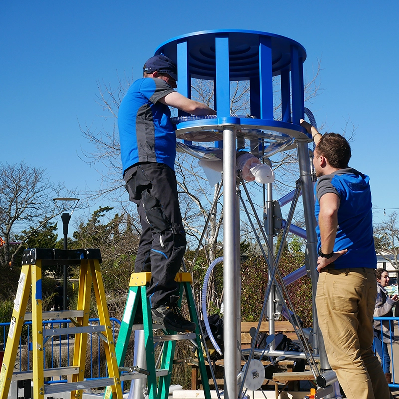 The Mechanical Waterways 2.0 Waterplay Exhibit being installed at the Children's Museum of Sonoma County