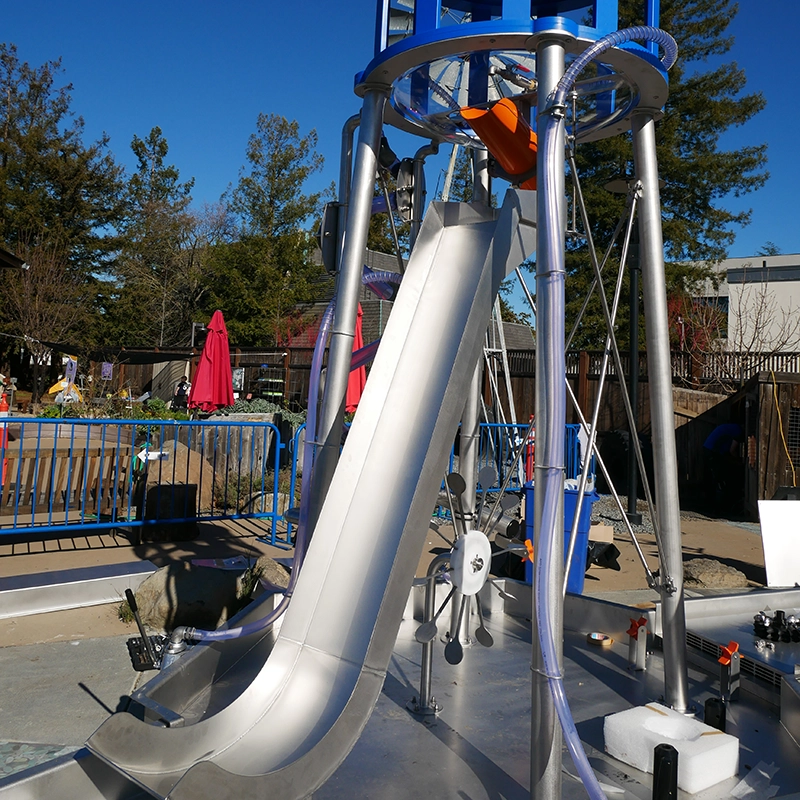The Mechanical Waterways 2.0 Waterplay Exhibit being installed at the Children's Museum of Sonoma County