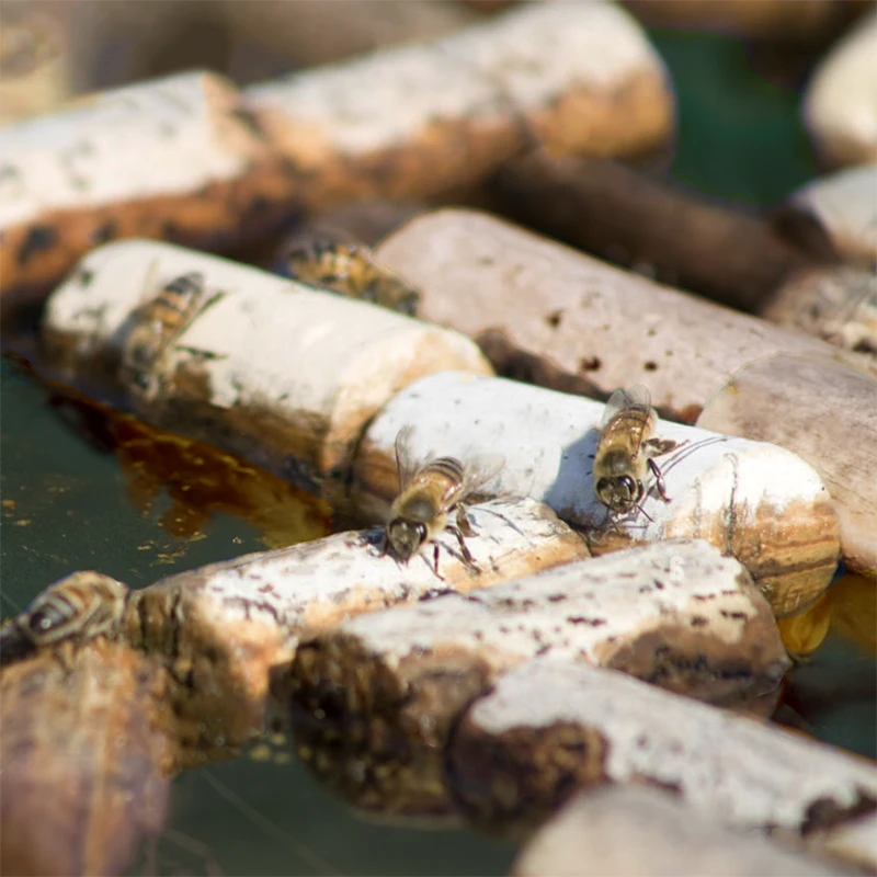 Bee rafts made from recycled wine bottle corks