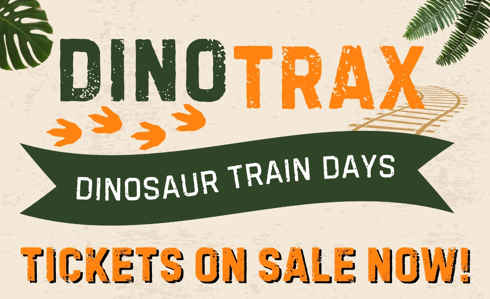 Children's Museum of Sonoma County event graphic with text overlay that reads: "DINO TRAX Dinosaur Train Days TICKETS ON SALE NOW!"