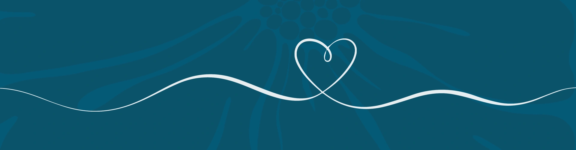 A blue background with a thin line illustration of a heart