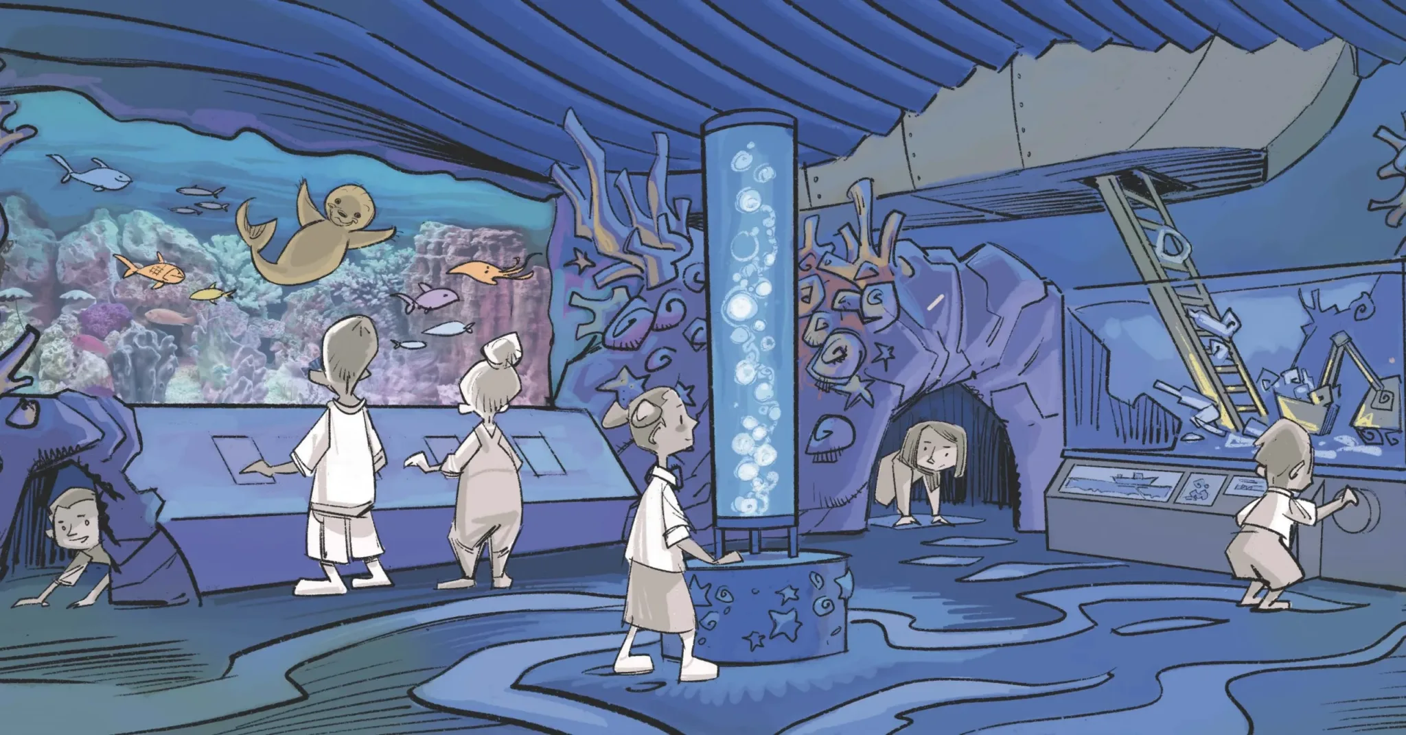 A concept rendering of Aquatica, an ocean-themed, future exhibit at the Children’s Museum of Sonoma County